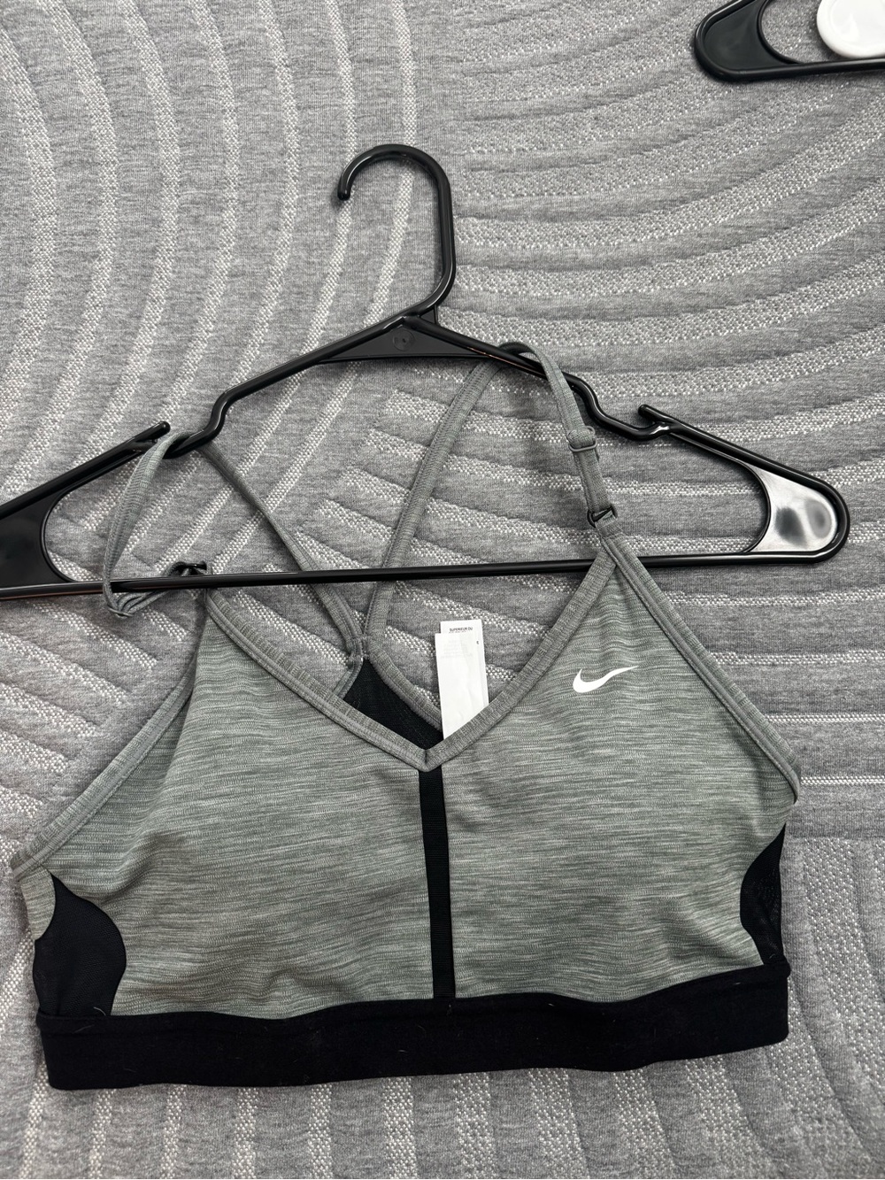 Nike Strappy Heather Gray and Black Sports Bra